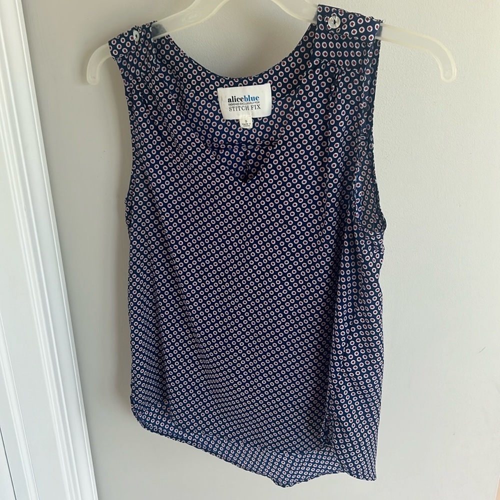 Alice Blue Stitch Fix Navy and Red Tank Blouse